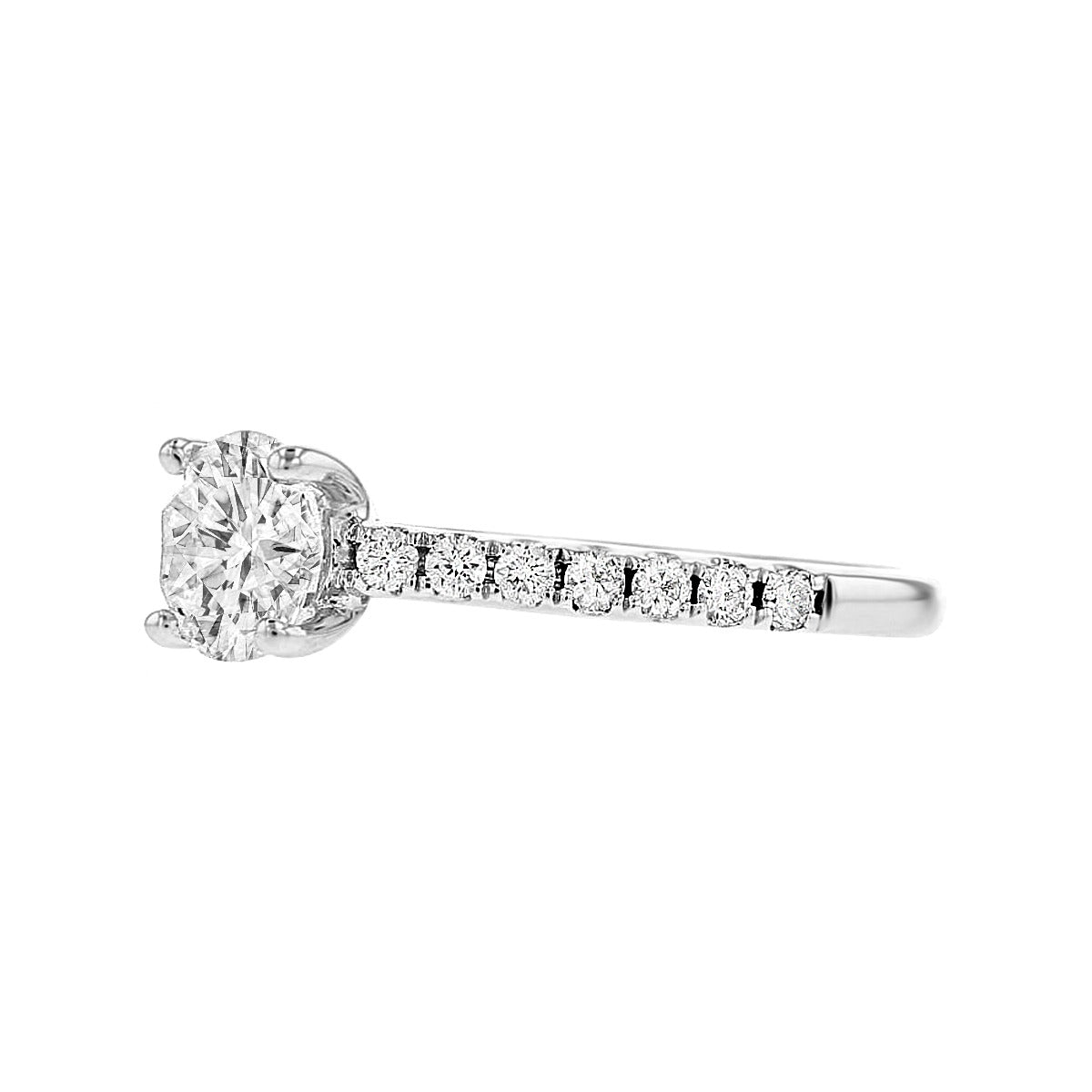 1.27ct Felicity Brilliant Cut Shoulder Set Diamond Engagement Ring | 18K White Gold