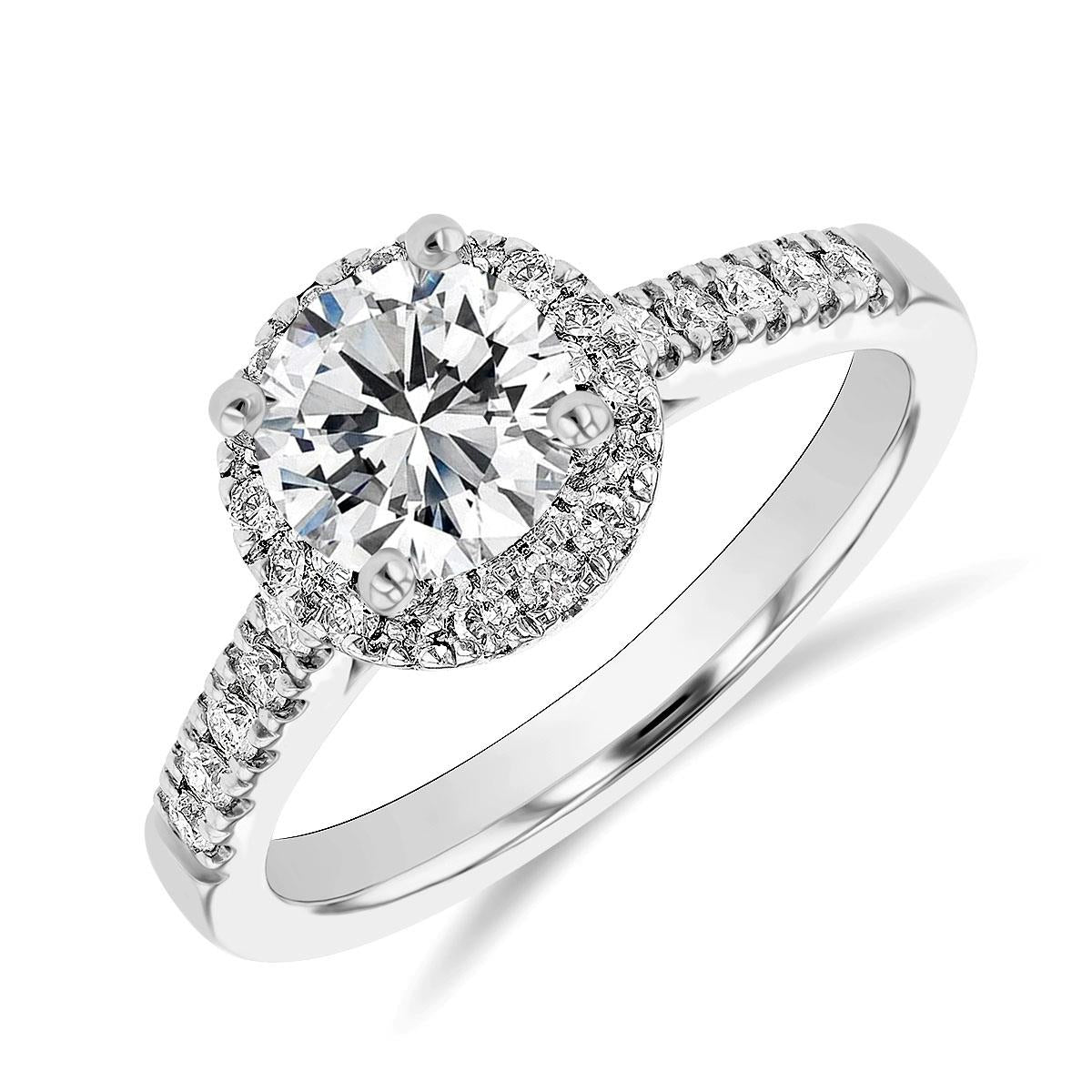 1.16ct  Willow Halo | Round Cut Diamond Halo Engagement Ring | F Colour | Platinum