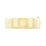 Foliate Decorated Chunky Bangle | Pre-Loved | 9K Yellow Gold