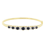 Sapphire and Diamond Decorative Bangle | Pre-Loved | 9K Yellow Gold