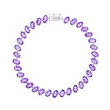7" Oval Cut Amethyst Bracelet | Pre-Loved | 9K White Gold