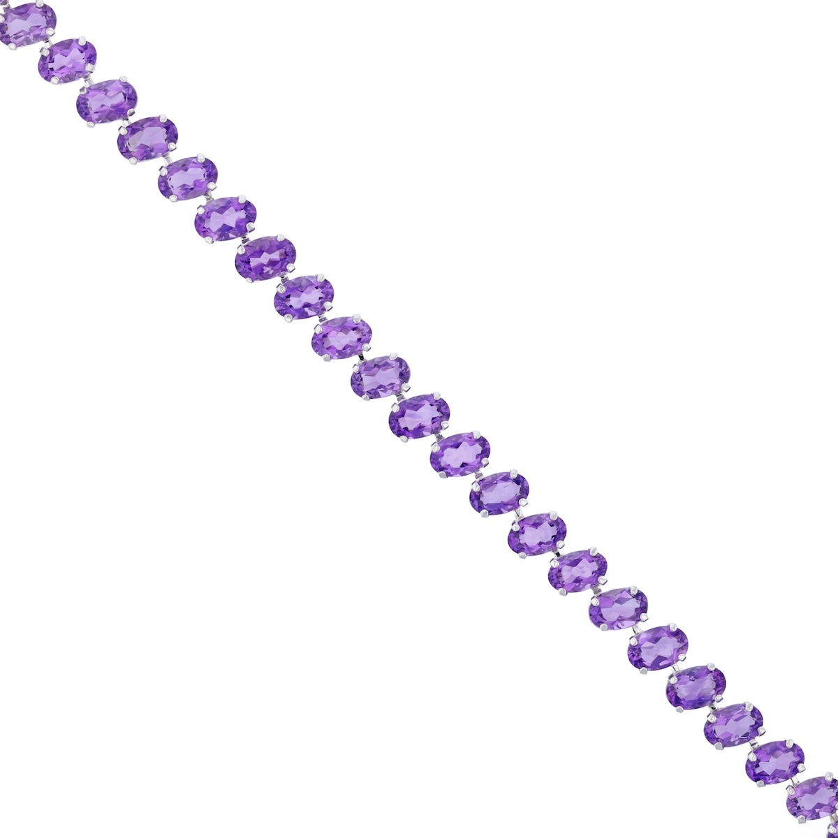 7" Oval Cut Amethyst Bracelet | Pre-Loved | 9K White Gold