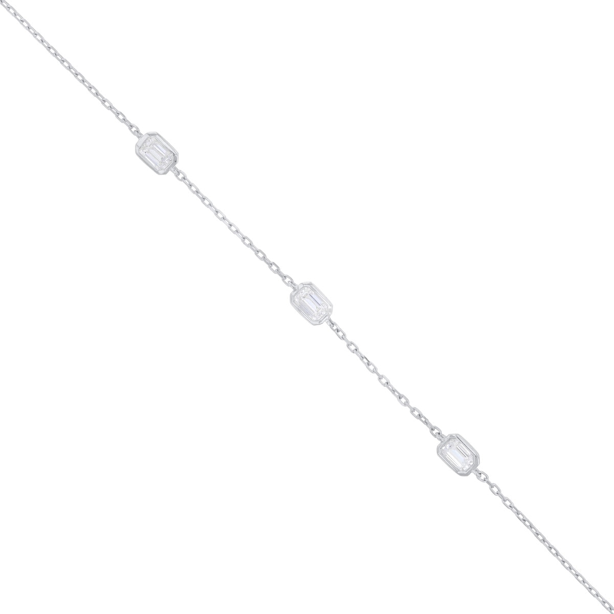 Everyday Diamonds 0.87ct Emerald Cut Lab-Grown Diamond Station Bracelet | 9K White Gold