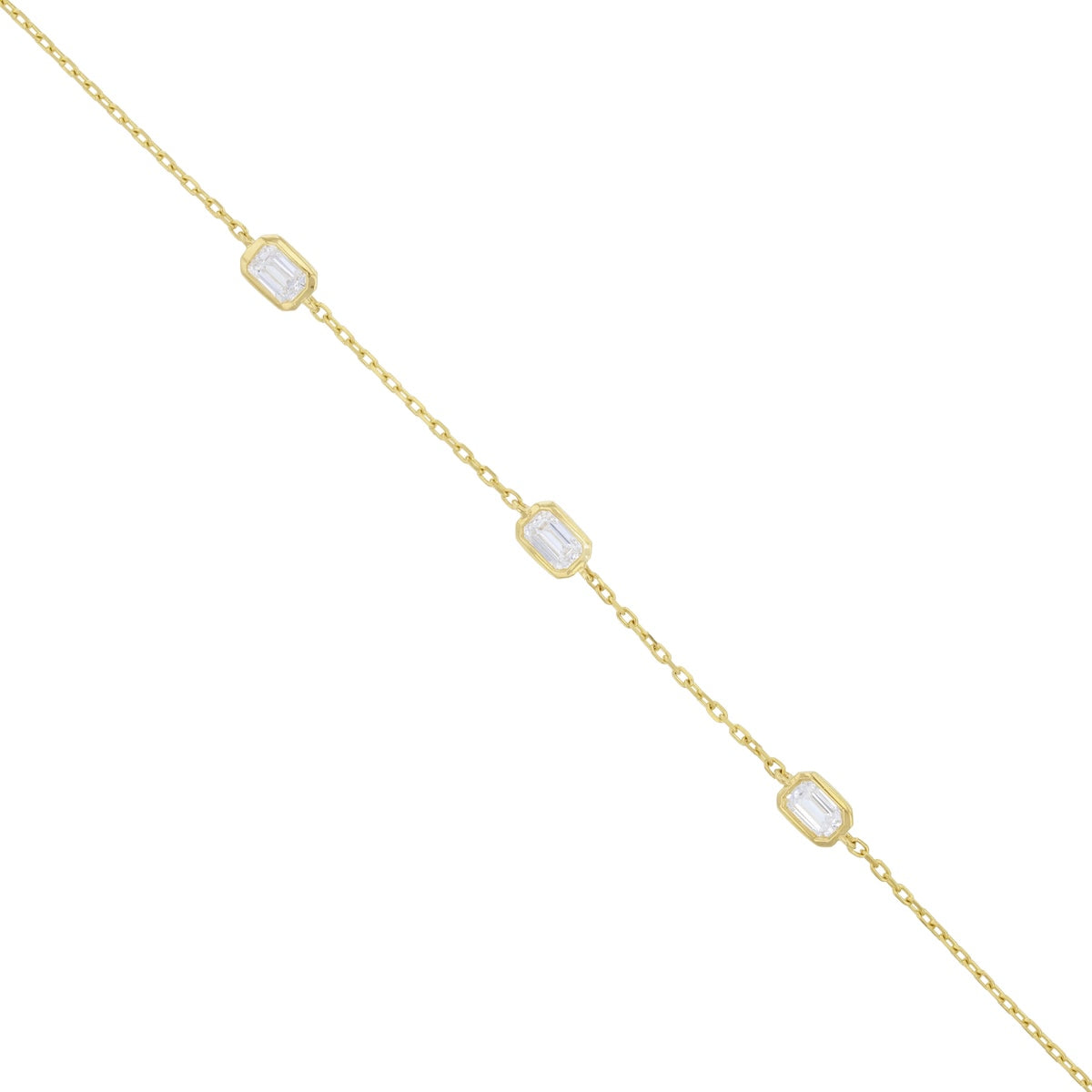 Everyday Diamonds 0.87ct Emerald Cut Lab-Grown Diamond Station Bracelet | 9K Yellow Gold