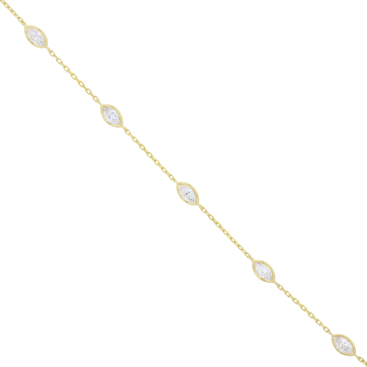 Everyday Diamonds 1.00ct Marquise Cut Lab-Grown Diamond Station Braceelt | 9K Yellow Gold