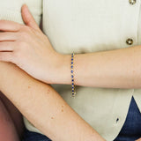 Heirloom Collection 7.70ct Oval Cut Sapphire and Diamond Tennis Bracelet | 9K Yellow Gold