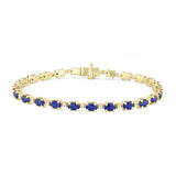 Heirloom Collection 7.70ct Oval Cut Sapphire and Diamond Tennis Bracelet | 9K Yellow Gold