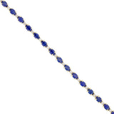 Heirloom Collection 7.70ct Oval Cut Sapphire and Diamond Tennis Bracelet | 9K Yellow Gold