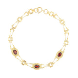 7" Oval Garnet Bracelet | Pre-Loved | 9K Yellow Gold