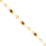7" Oval Garnet Bracelet | Pre-Loved | 9K Yellow Gold