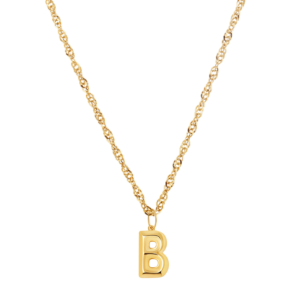 Soleil Collection 18" Large Letter Singapore Necklace | 9K Yellow Gold