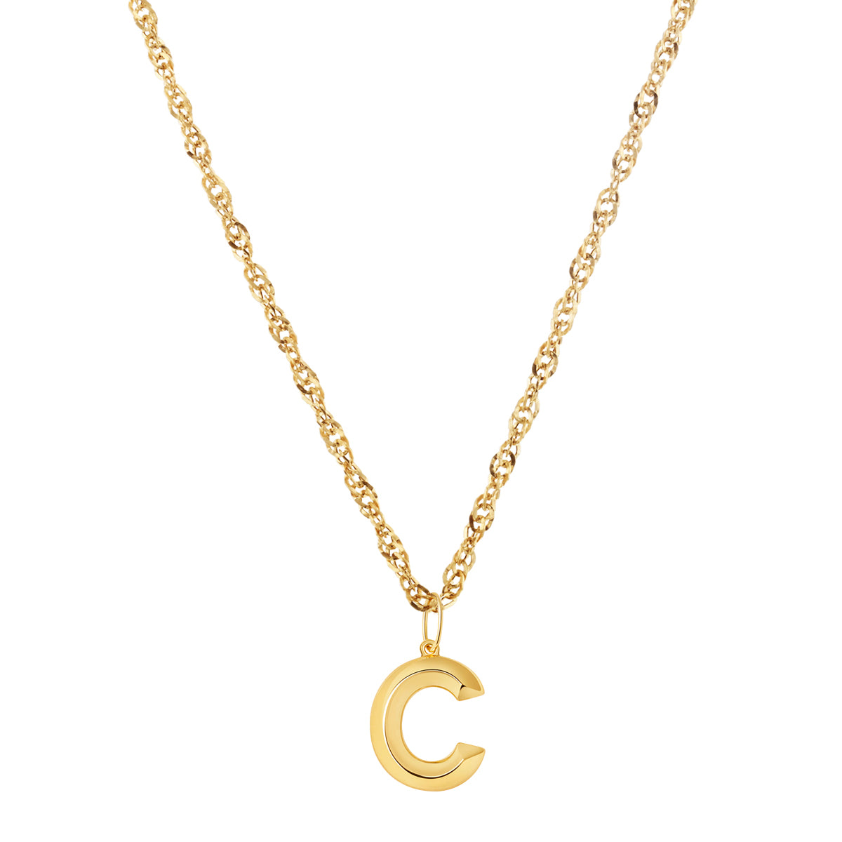 Soleil Collection 18" Large Letter Singapore Necklace | 9K Yellow Gold