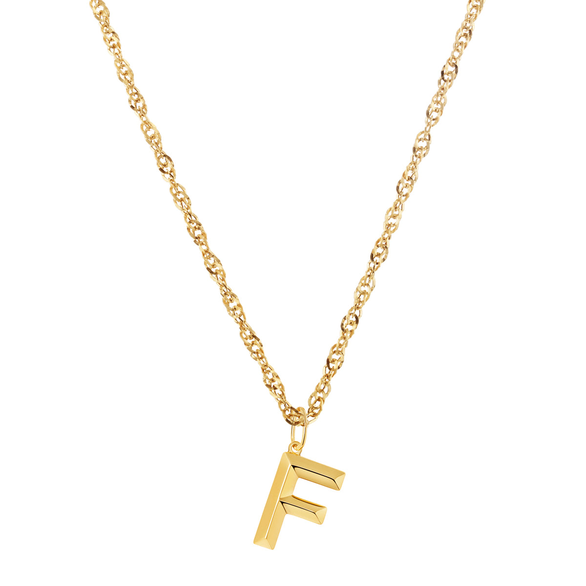 Soleil Collection 18" Large Letter Singapore Necklace | 9K Yellow Gold