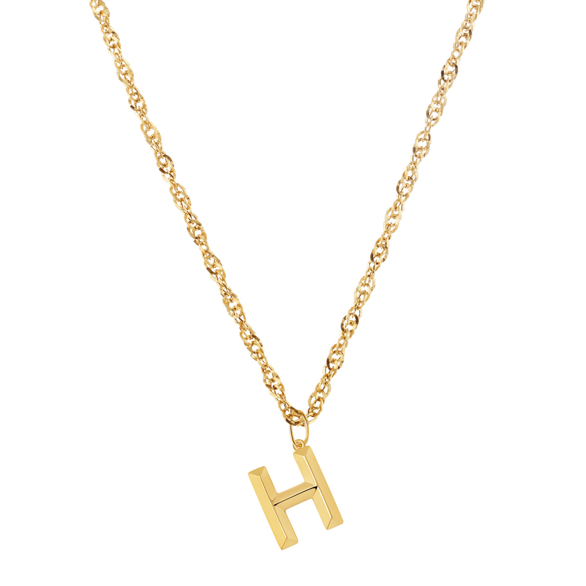 Soleil Collection 18" Large Letter Singapore Necklace | 9K Yellow Gold