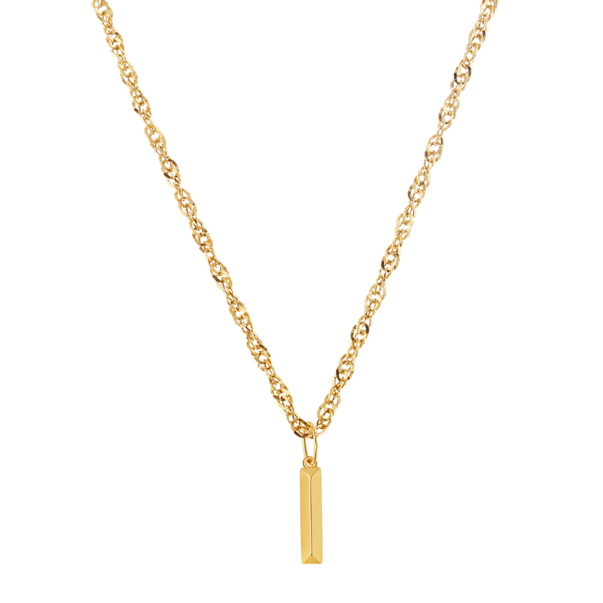 Soleil Collection 18" Large Letter Singapore Necklace | 9K Yellow Gold