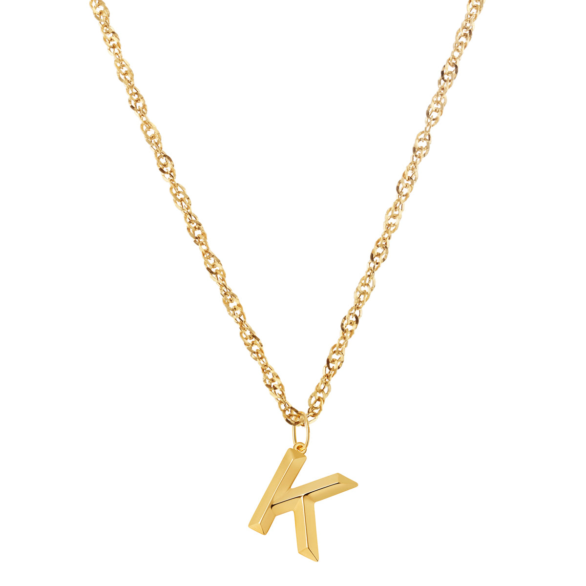 Soleil Collection 18" Large Letter Singapore Necklace | 9K Yellow Gold