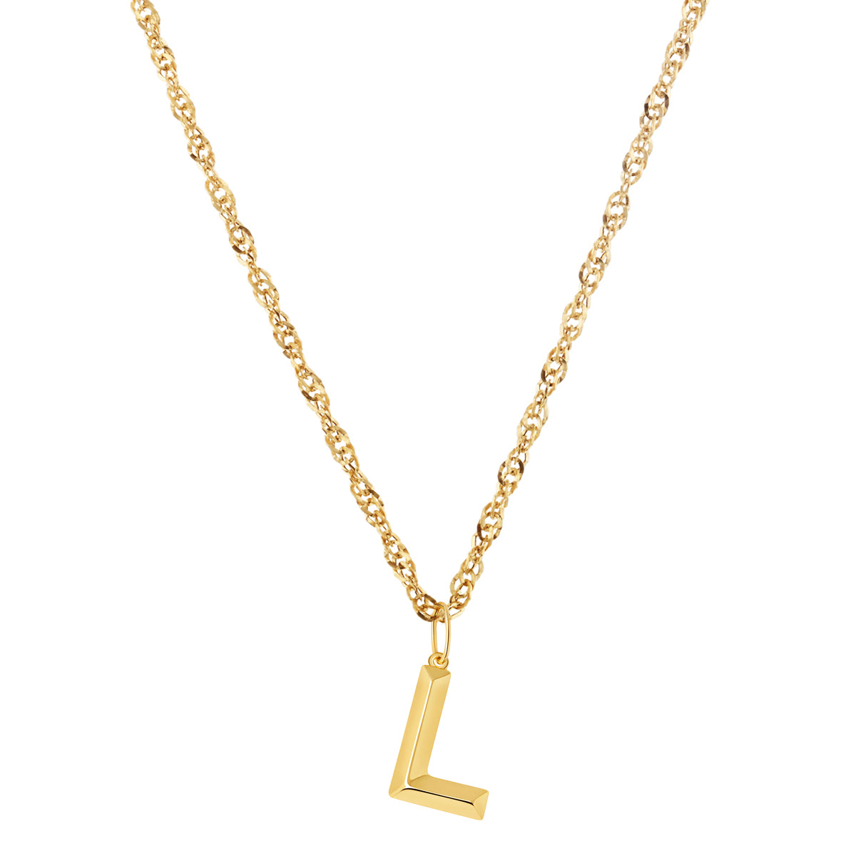 Soleil Collection 18" Large Letter Singapore Necklace | 9K Yellow Gold