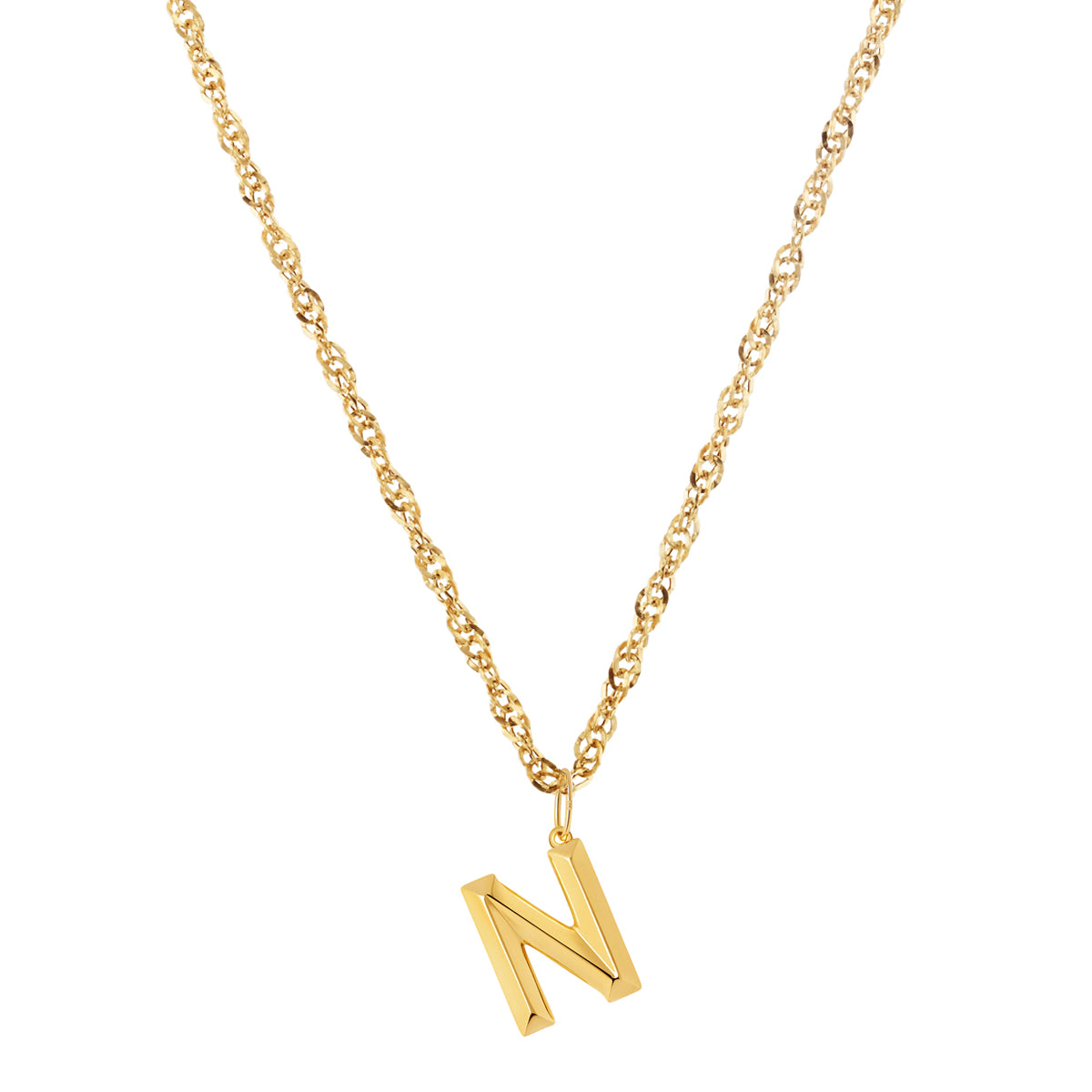 Soleil Collection 18" Large Letter Singapore Necklace | 9K Yellow Gold