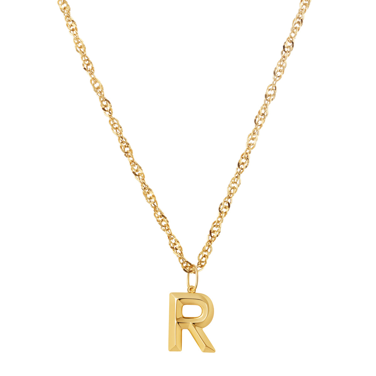 Soleil Collection Large Letter 18 inch Singapore Necklace | 9K Yellow Gold