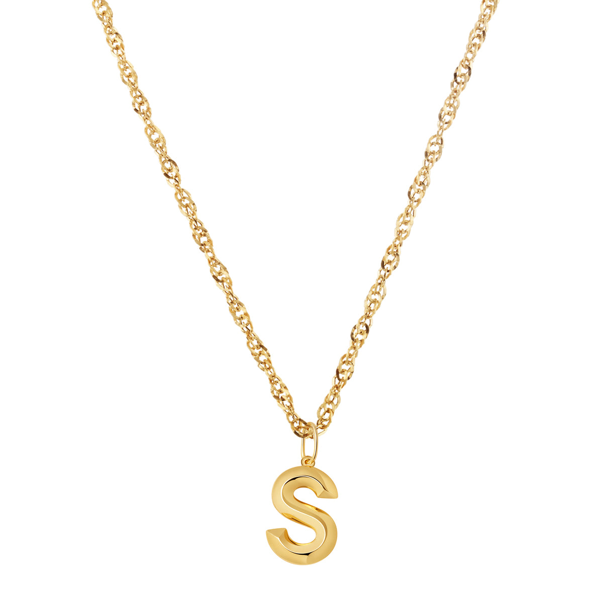 Soleil Collection 18" Large Letter Singapore Necklace | 9K Yellow Gold