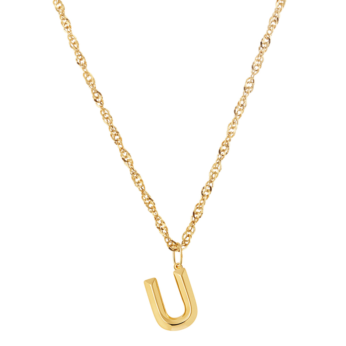 Soleil Collection 18" Large Letter Singapore Necklace | 9K Yellow Gold