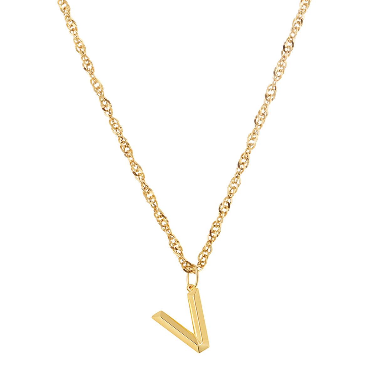 Soleil Collection 18" Large Letter Singapore Necklace | 9K Yellow Gold