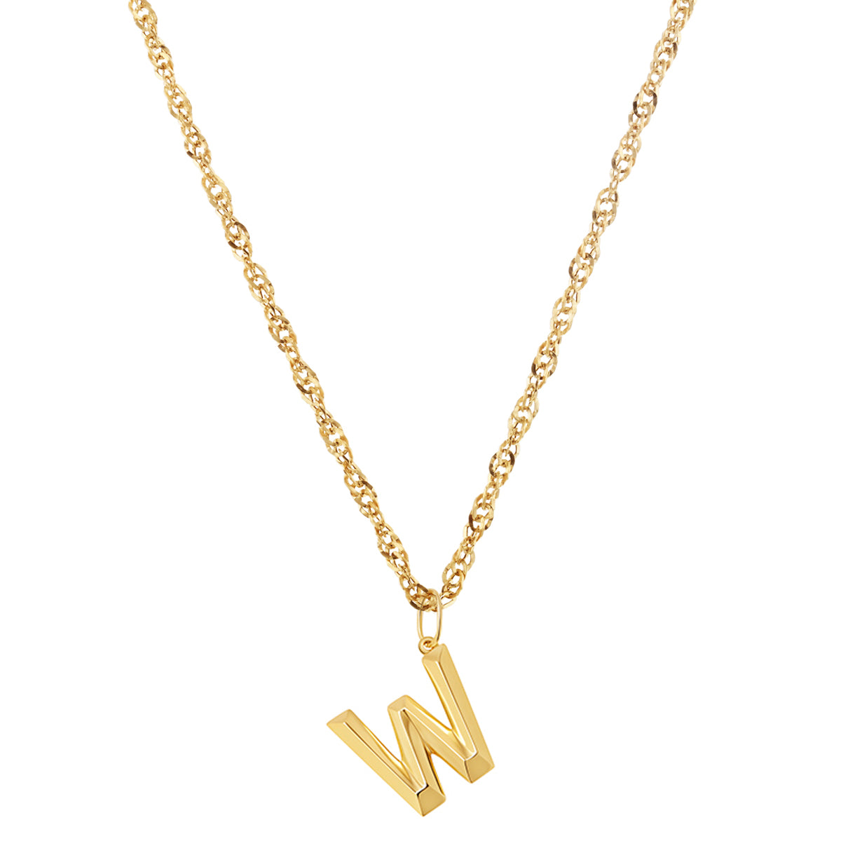 Soleil Collection 18" Large Letter Singapore Necklace | 9K Yellow Gold