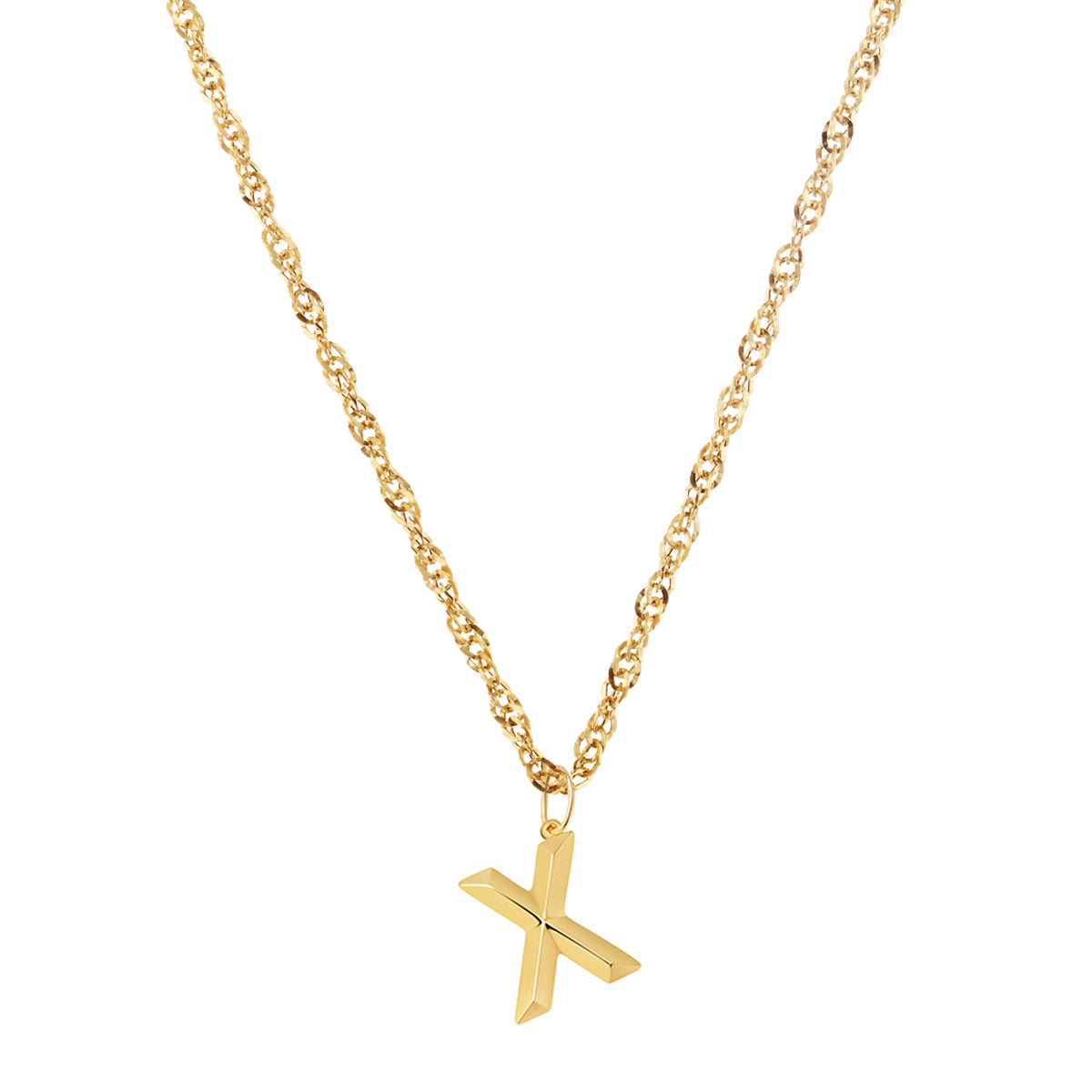 Soleil Collection 18" Large Letter Singapore Necklace | 9K Yellow Gold