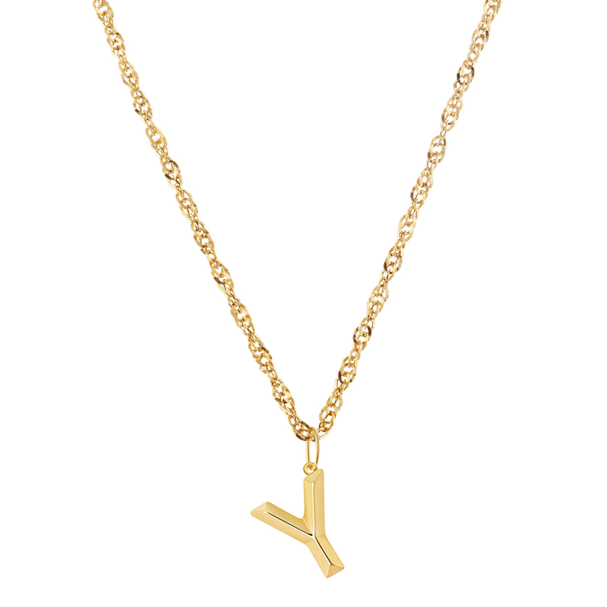 Soleil Collection 18" Large Letter Singapore Necklace | 9K Yellow Gold