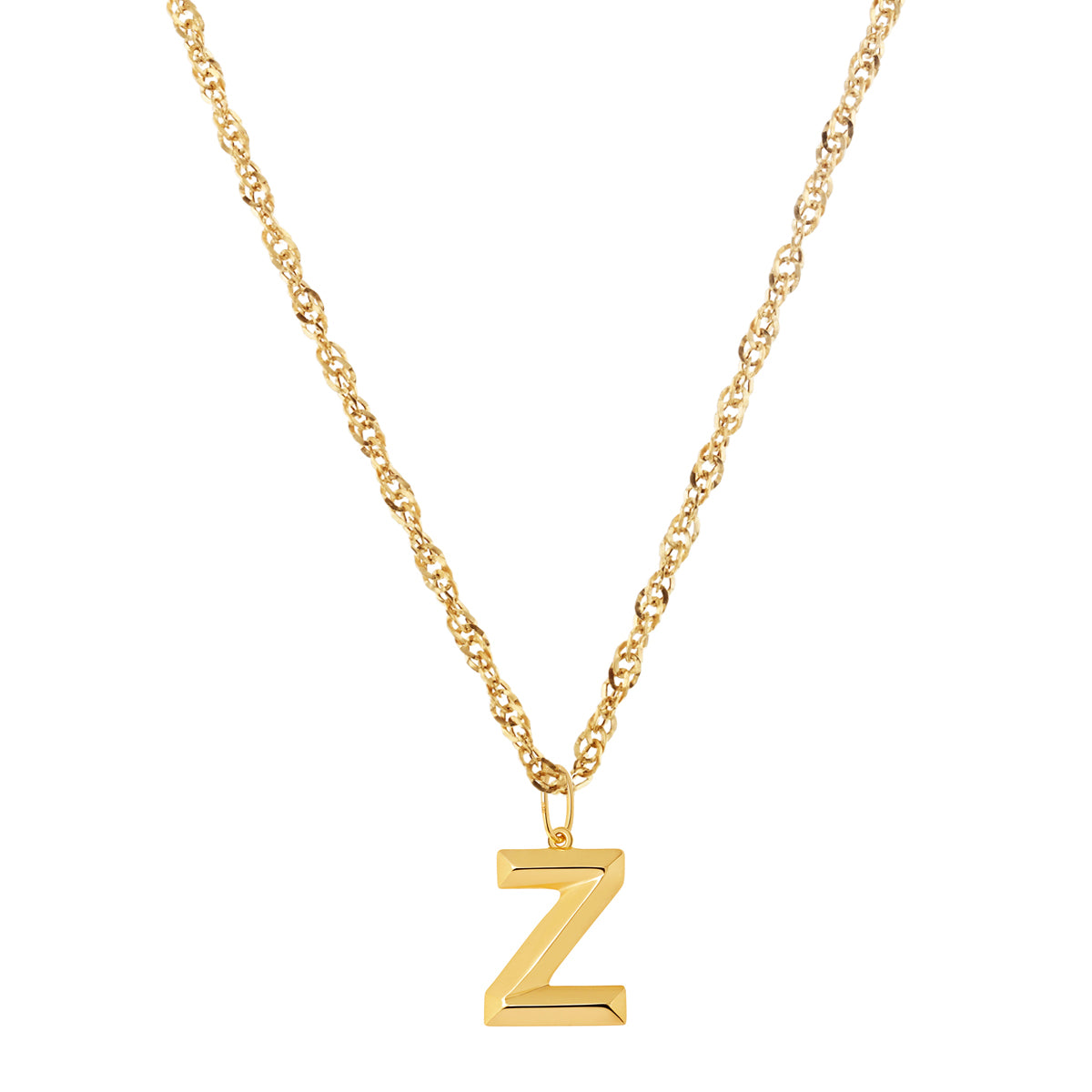 Soleil Collection 18" Large Letter Singapore Necklace | 9K Yellow Gold