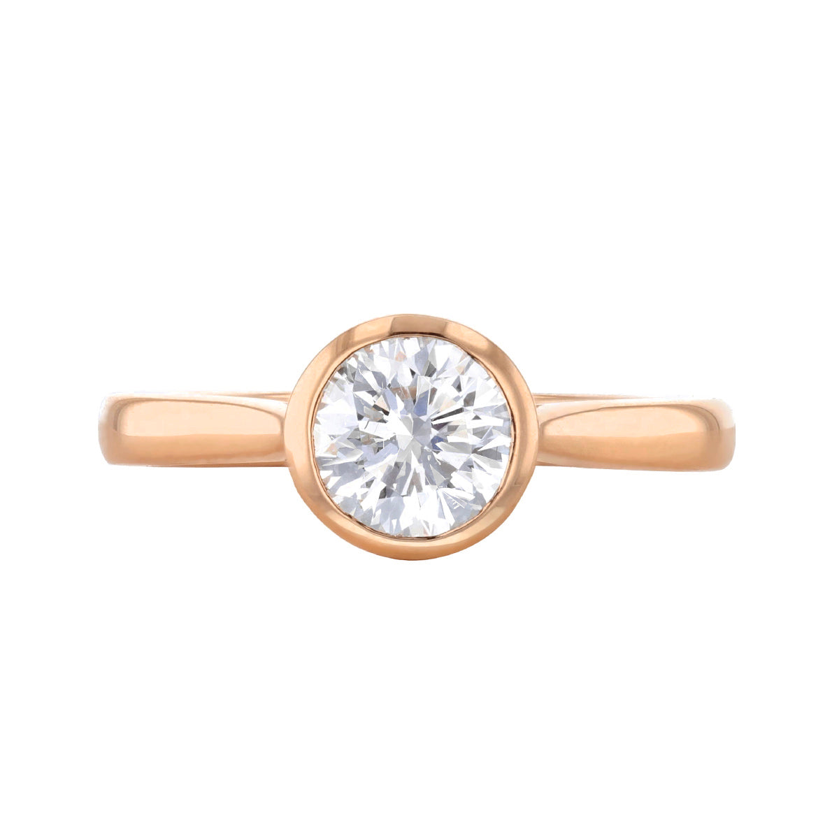 1.00ct Cleo Bezel Set Round Brilliant Cut Diamond Solitaire Engagement Ring | 18ct Rose Gold