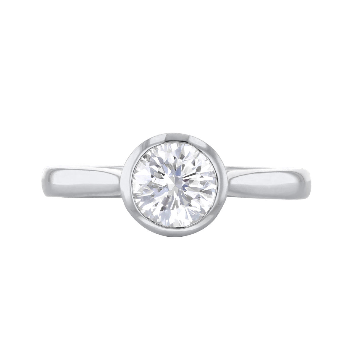 1.00ct Cleo Bezel Set Round Brilliant Cut Diamond Solitaire Engagement Ring | 18ct White Gold