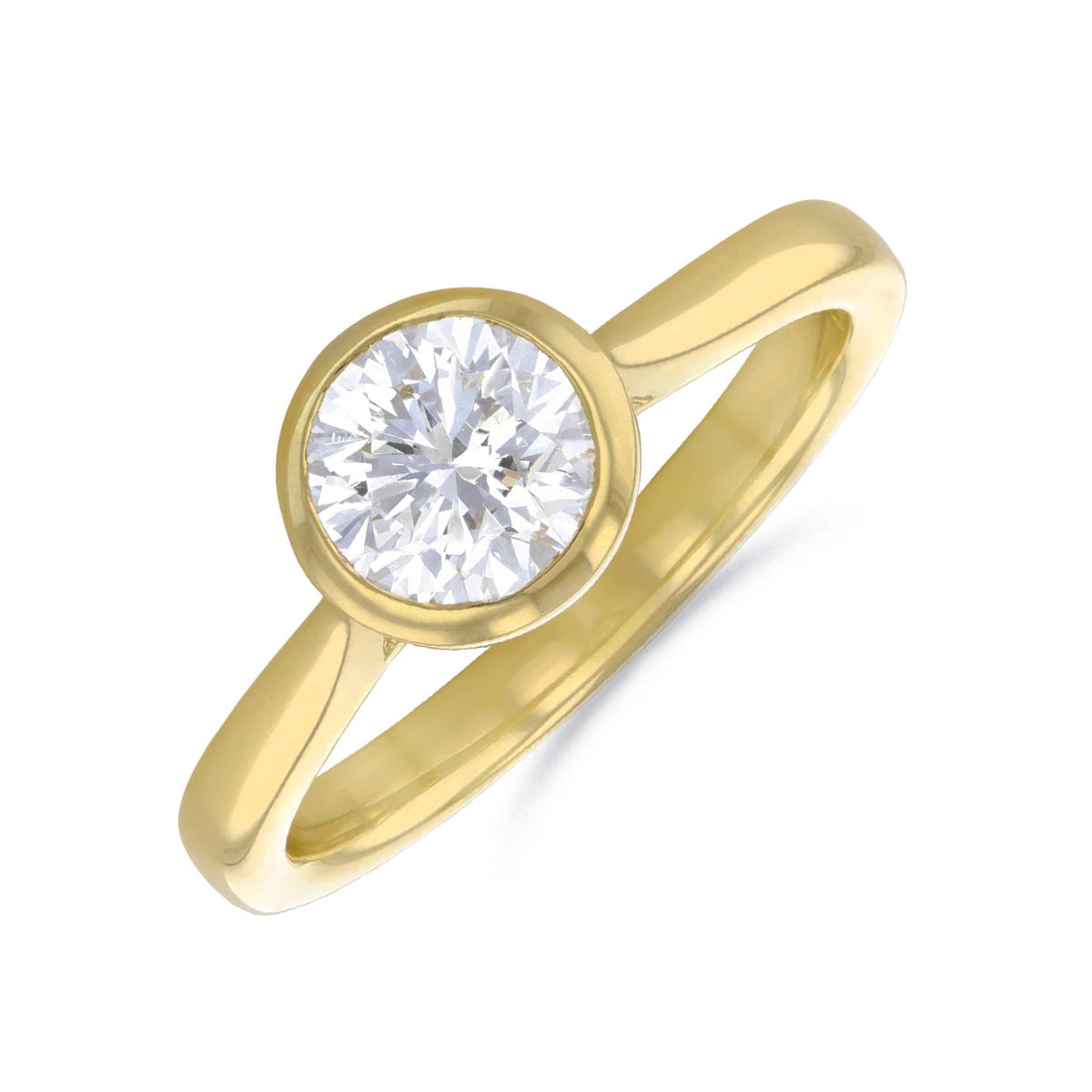 0.35ct Cleo Bezel Set Round Brilliant Cut Diamond Solitaire Engagement Ring | 18ct Yellow Gold