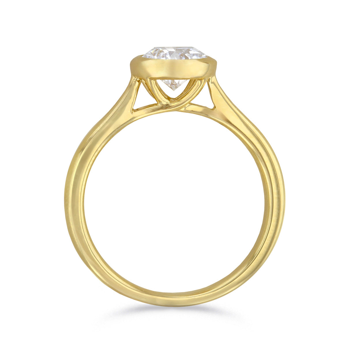 2.00ct Cleo Bezel Set Round Brilliant Cut Diamond Solitaire Engagement Ring | 18ct Yellow Gold