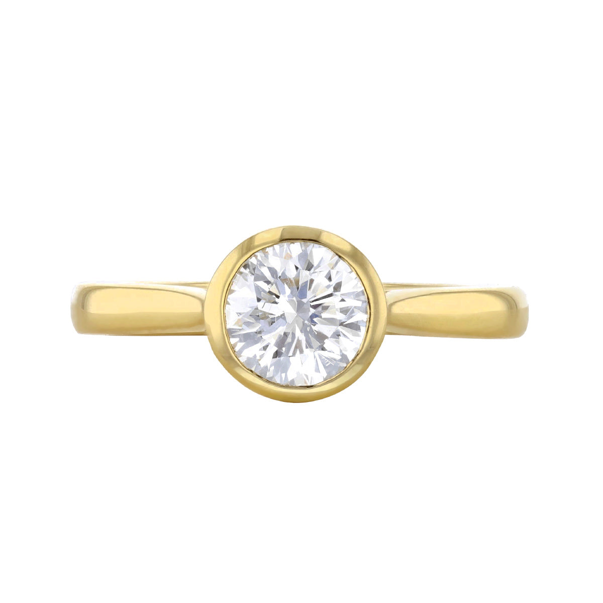 2.00ct Cleo Bezel Set Round Brilliant Cut Diamond Solitaire Engagement Ring | 18ct Yellow Gold