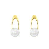 Pearl & Sculptural Loop Stud Earrings | Pre-Loved | 18K Yellow Gold