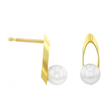 Pearl & Sculptural Loop Stud Earrings | Pre-Loved | 18K Yellow Gold