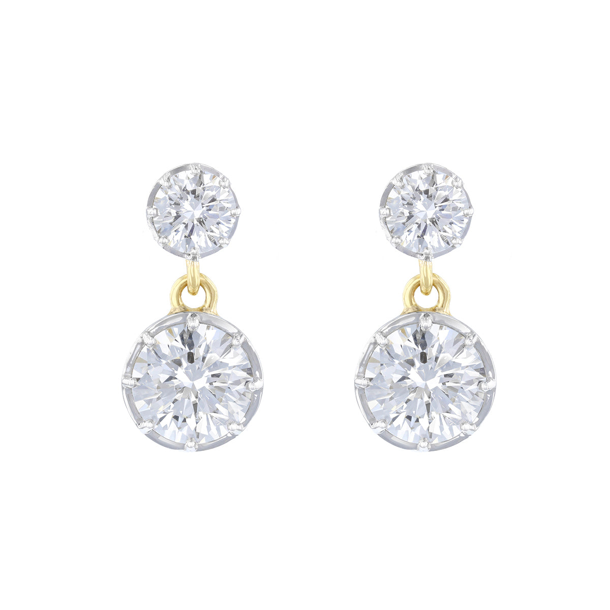 Everyday Diamonds Georgian 4.02ct Round Lab-Grown Diamond Drop Earrings | 9K Yellow Gold