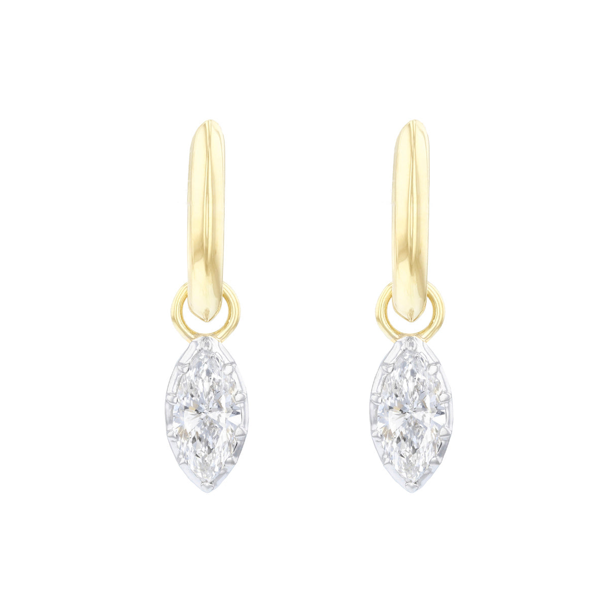 Everyday Diamonds 0.90ct Marquise Bezel Set Hoop Earrings | 14K Yellow Gold