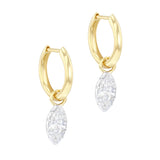 Everyday Diamonds 0.90ct Marquise Bezel Set Hoop Earrings | 14K Yellow Gold