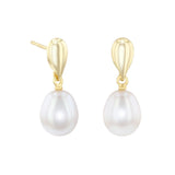 Pearlessence Collection Freswater Pearl Drop Earrings | 9K Yellow Gold