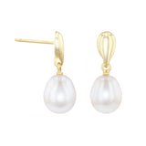 Pearlessence Collection Freswater Pearl Drop Earrings | 9K Yellow Gold