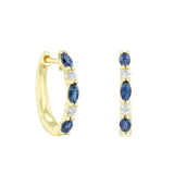 Bijou Collection 0.61ct Marquise Cut Sapphire and 0.16ct Diamond Hoop Earrings | 9K Yellow Gold