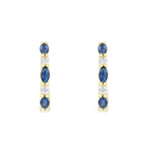 Bijou Collection 0.61ct Marquise Cut Sapphire and 0.16ct Diamond Hoop Earrings | 9K Yellow Gold
