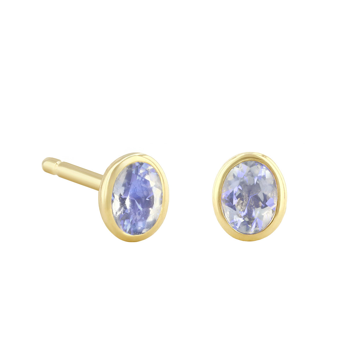 Birthstone Collection Oval Bezel Set Stud Earrings | 9K Yellow Gold