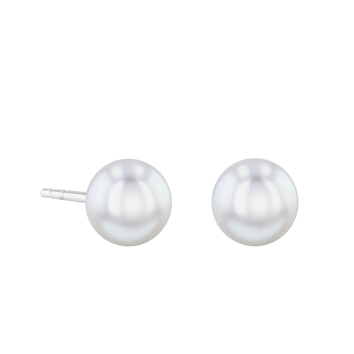 Pearlessence Collection White Cultured Akoya Pearl Stud Earrings | 18K White Gold