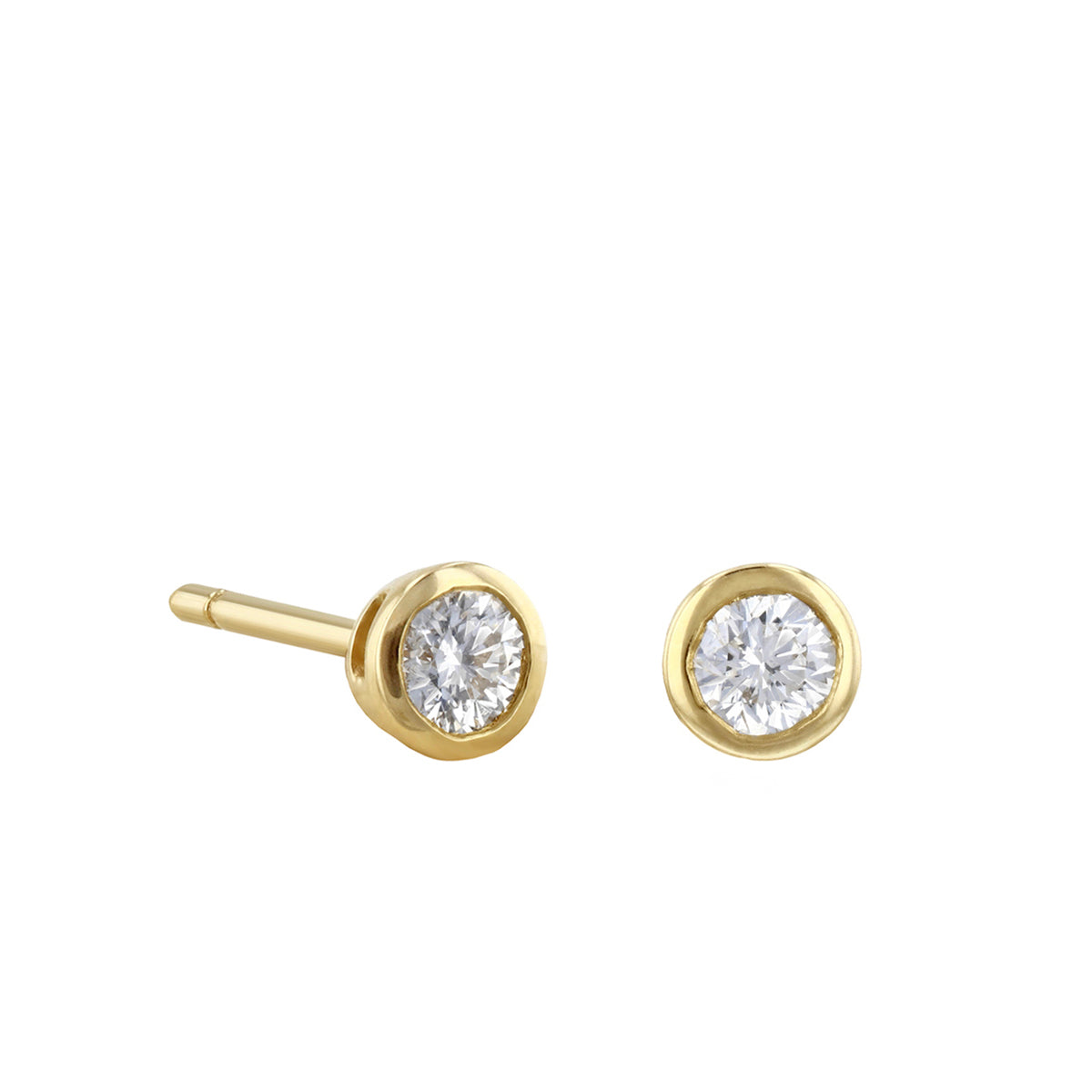 Everyday Diamond Bezel Set Earrings | 9K Yellow Gold