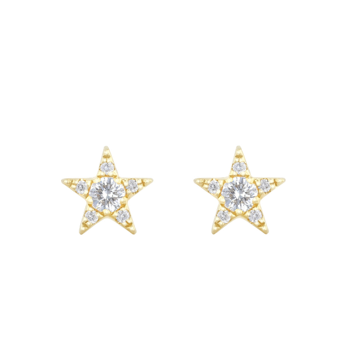 Soleil Collection 0.10ct Star Stud Earrings | 9K Yellow Gold