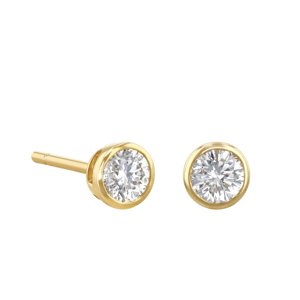 Everyday Diamonds Brilliant Cut Bezel Set Stud Earrings | 9K Yellow Gold