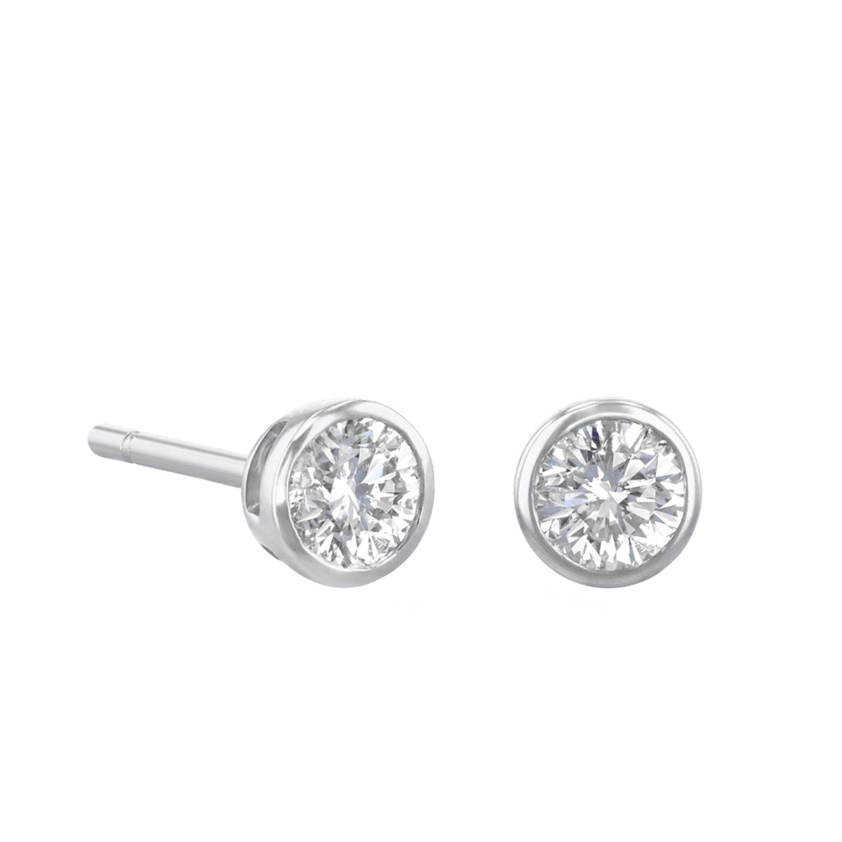 Everyday Diamonds Brilliant Cut Bezel Set Earrings | 9K White Gold